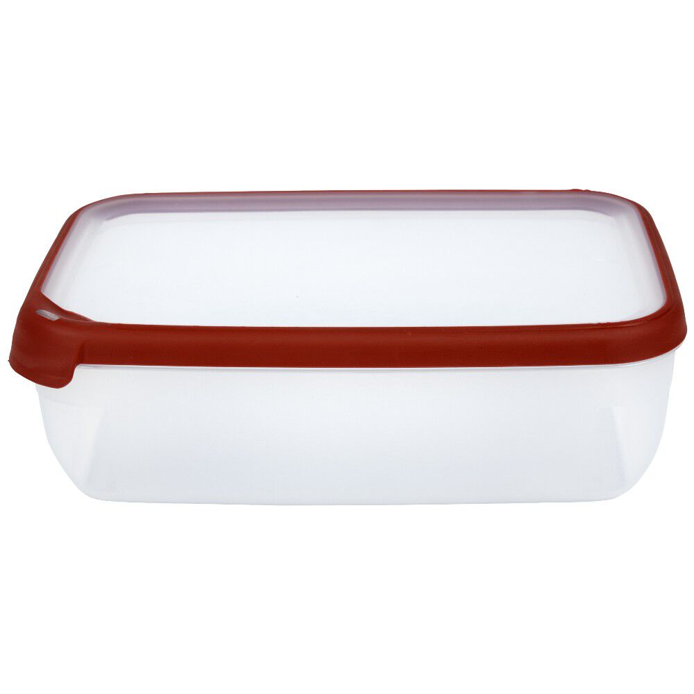 Boîte alimentaire hermétique rectangulaire transparente et rouge 4 L