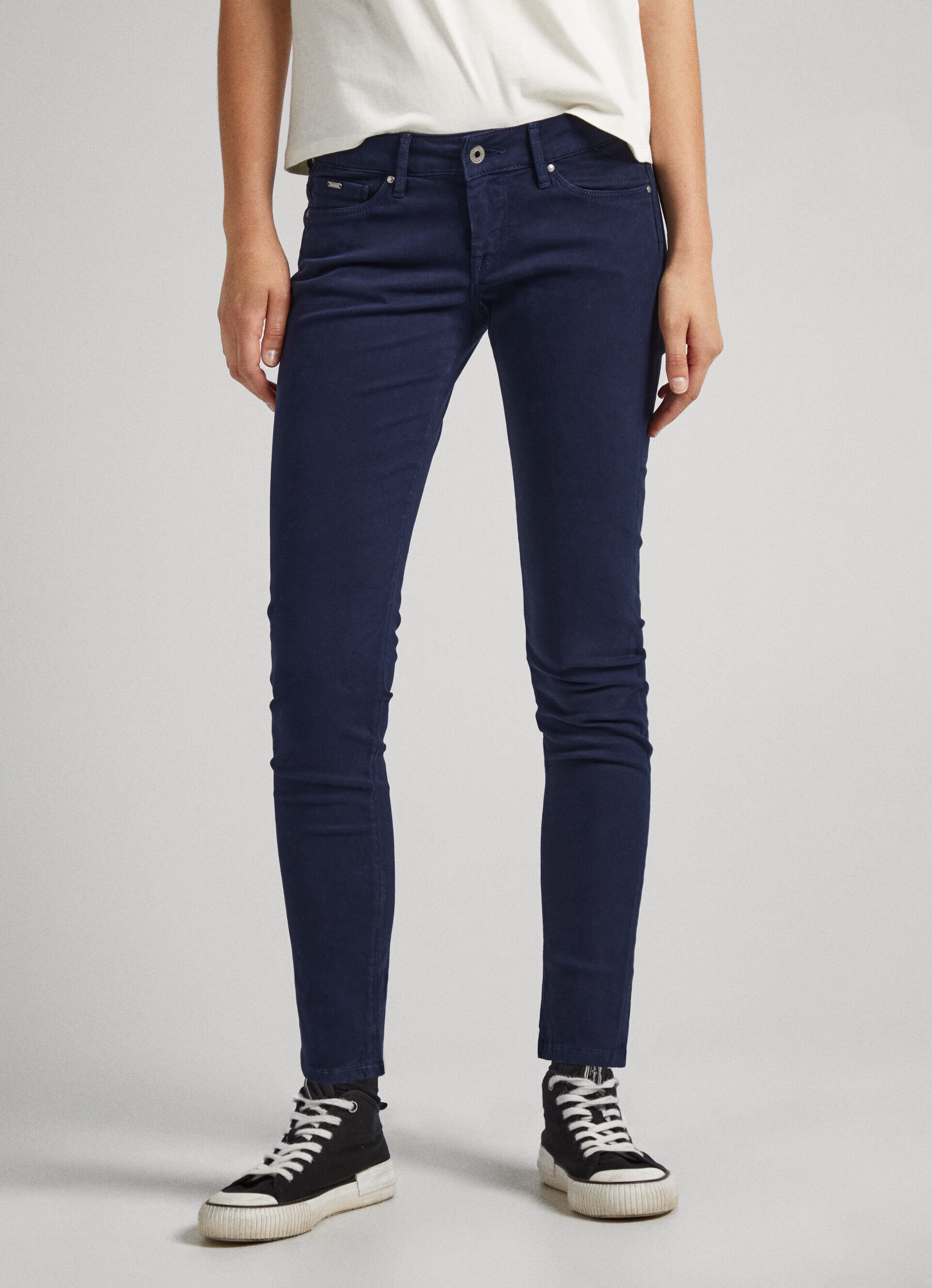 Calça skinny fit com 5 bolsos - azul dulwich