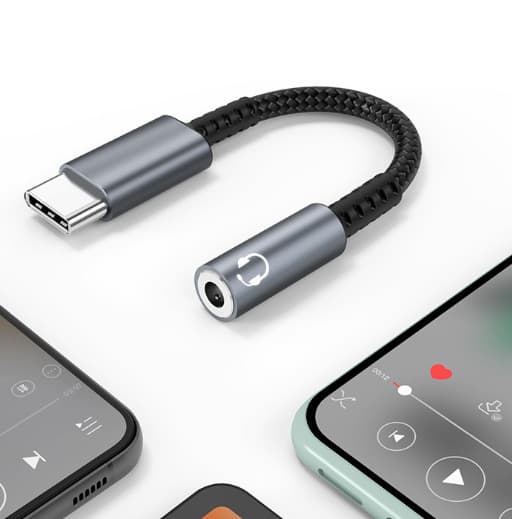 USB-C til 3,5 mm adapter til hovedtelefoner Grå