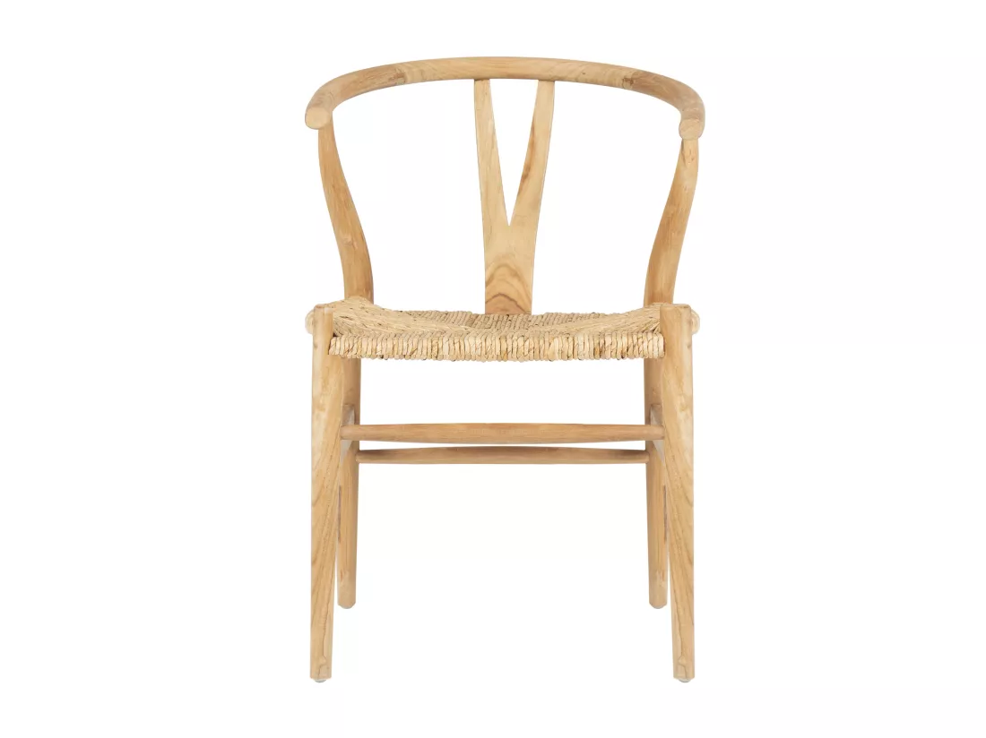 Lot de 6 chaises en teck et paille - Naturel - POGIANA
