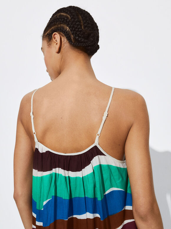 Vestido midi estampado - Multicolorido