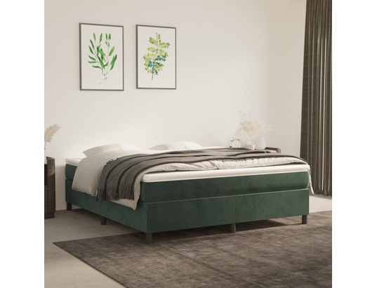 VIDAXL - Sommier 180 x 200 Sommier à ressorts de lit vert foncé 180x200 cm velours