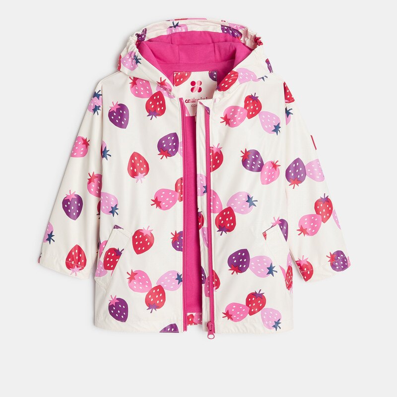 Coupe-vent bébé fille écru à motifs fraises beige Catimini Beige