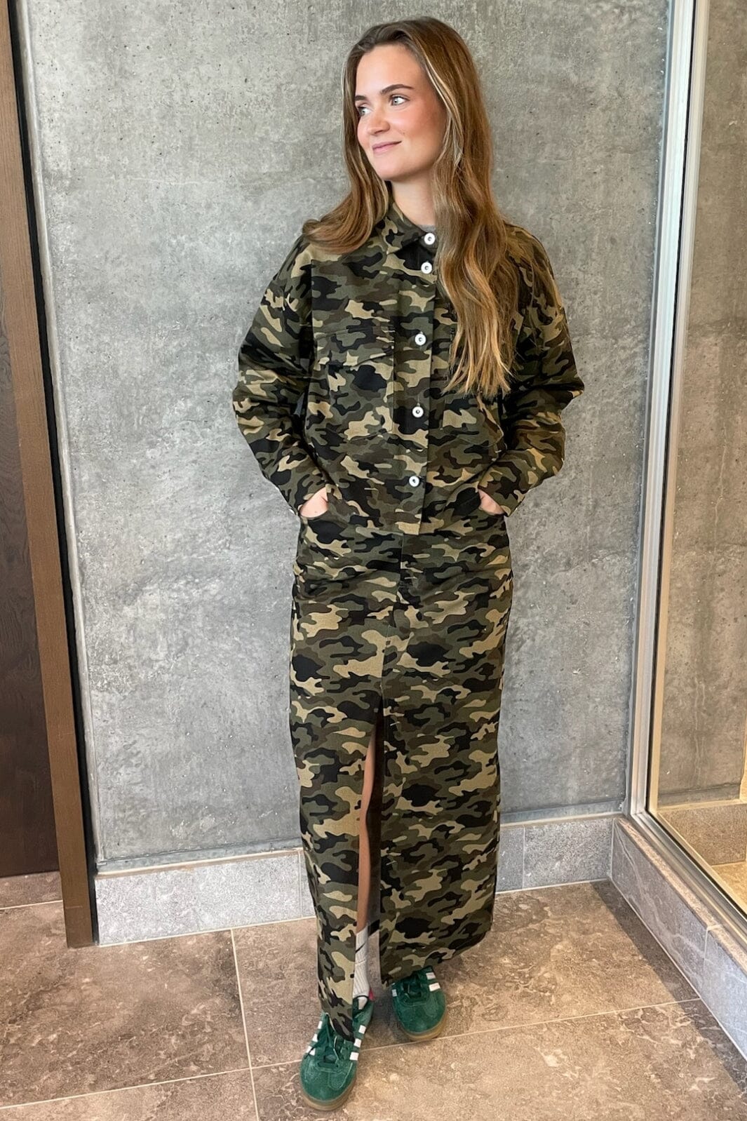 Pieces Pcjessica Ankle Skirt Jit 4640881 burnt olive camouflage print
