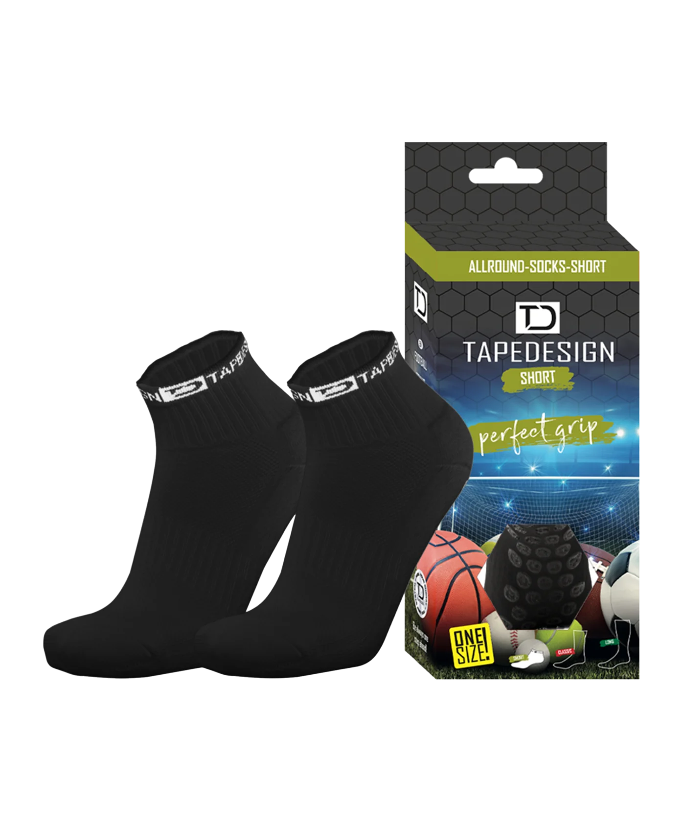 Tapedesign Gripsock Short Socken Schwarz