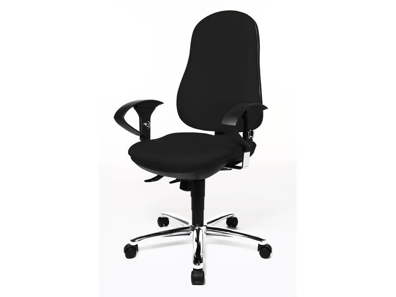 Topstar Bürostuhl Support Syncro Deluxe, Schwarz Bequemer Bandscheiben-Drehstuhl