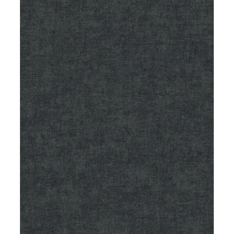 Dutch Wallcoverings Vliesbehang Linen & Textures uni - blacksilver - 10m x 53cm