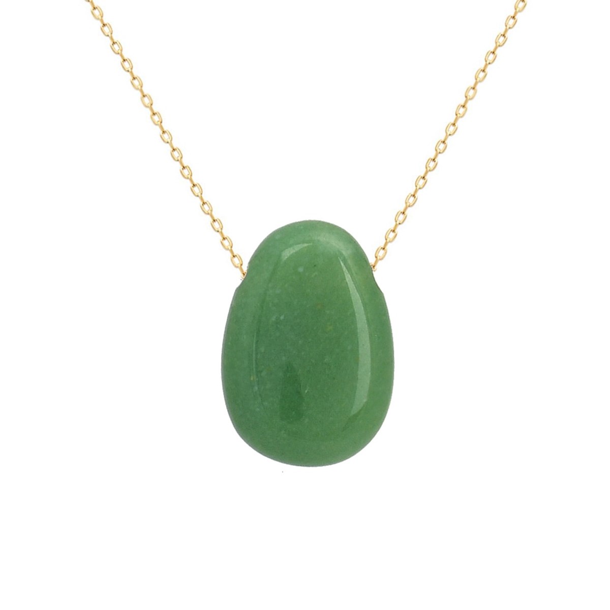 Collier pierre naturelle aventurine verte Plaqué OR 750 3 microns
