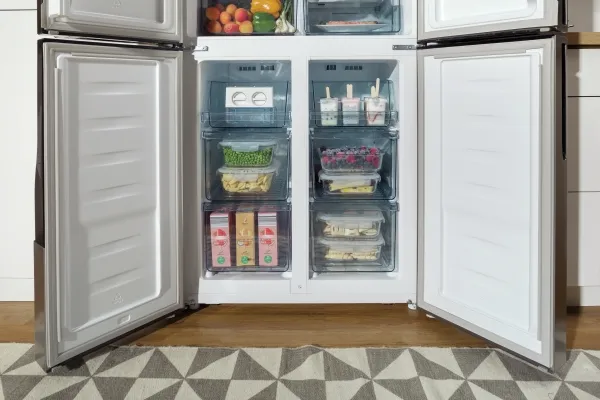Gorenje NRM8182MX - Køleskab/fryser - side-by-side - bredde: 79.4 cm - dybde: 64.3 cm - højde: 181.6 cm - 427 liter - Klasse E - rustfrit stål
