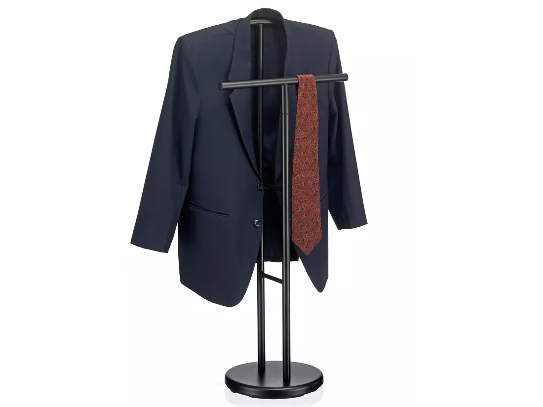 Valet de chambre LAURENZ valet de nuit porte vêtements en métal laqué noir