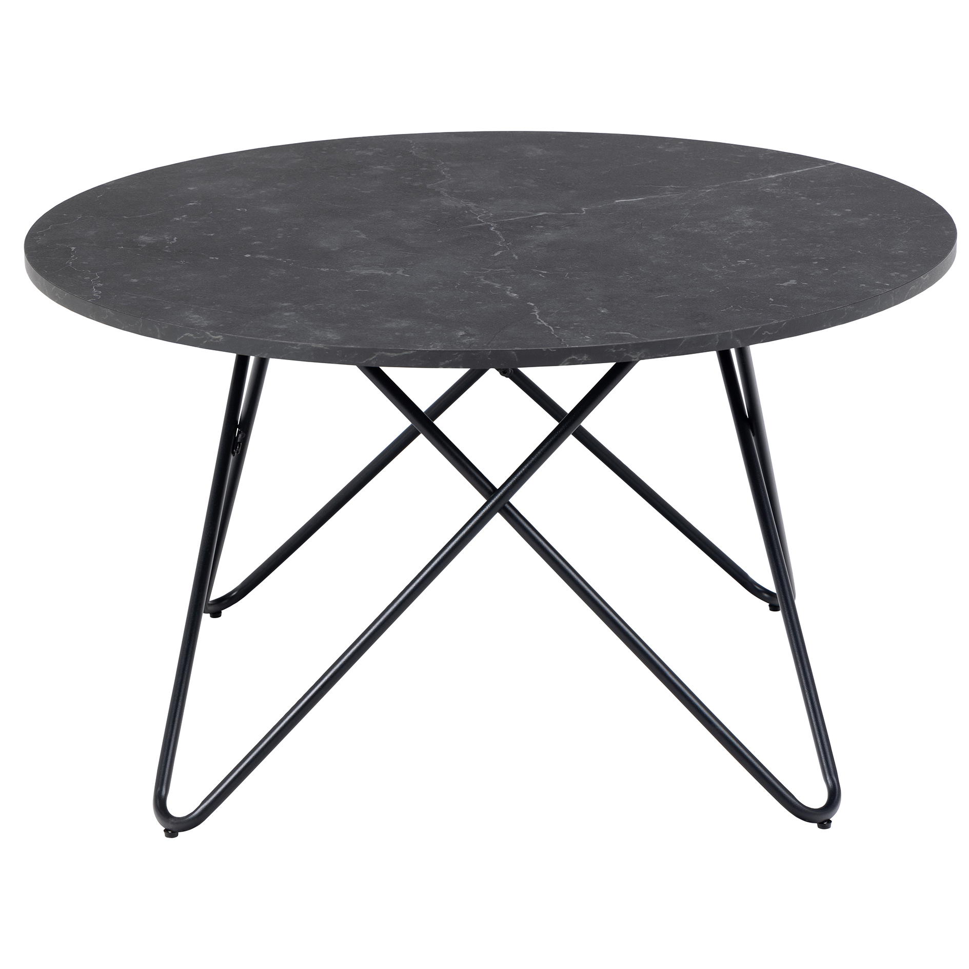 Couchtisch WYRE - Marmor-Optik - schwarz matt - Ø 80 cm