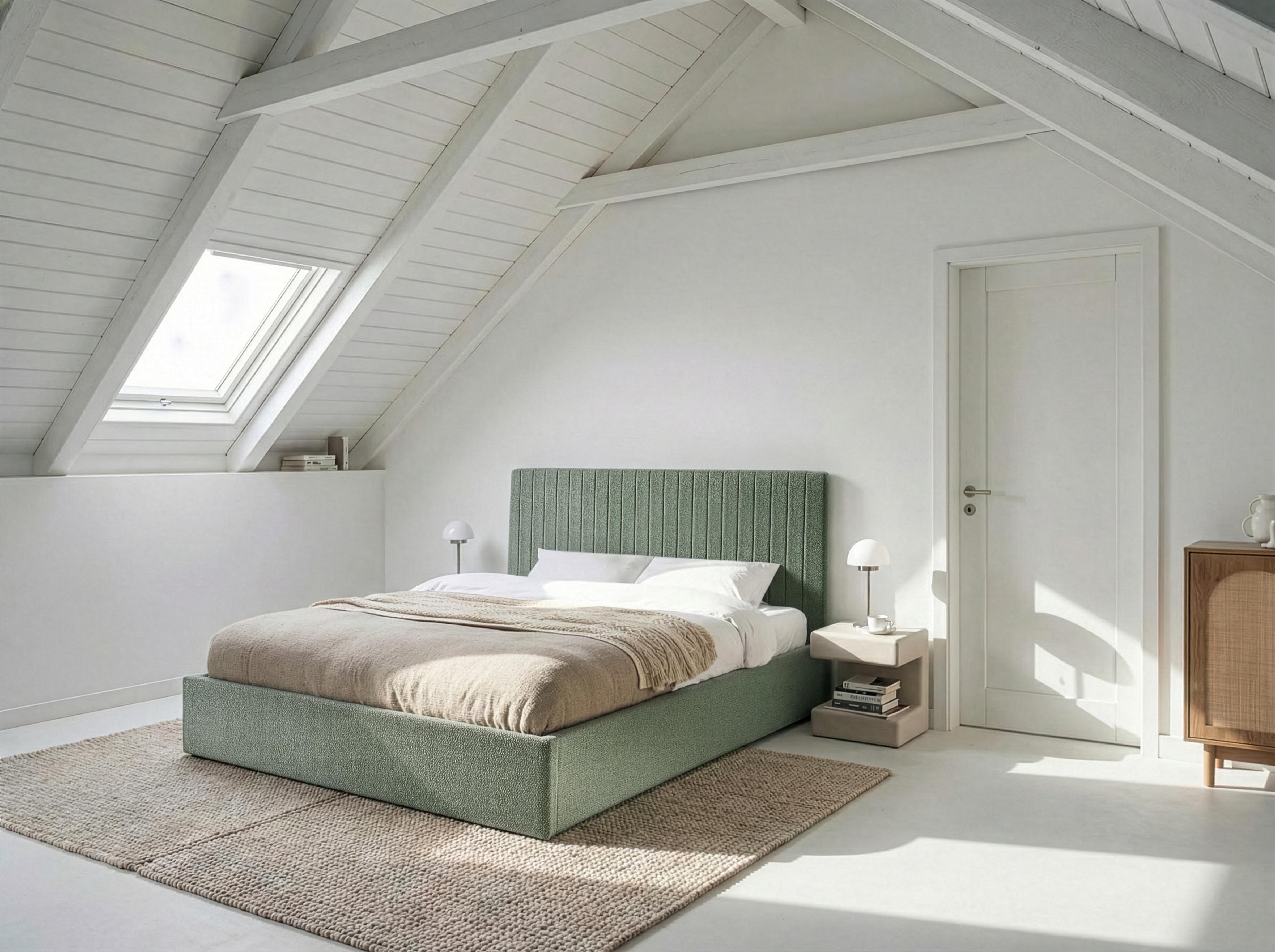 Bed met opbergruimte Bouclé VION 180 x 200 cm Groen