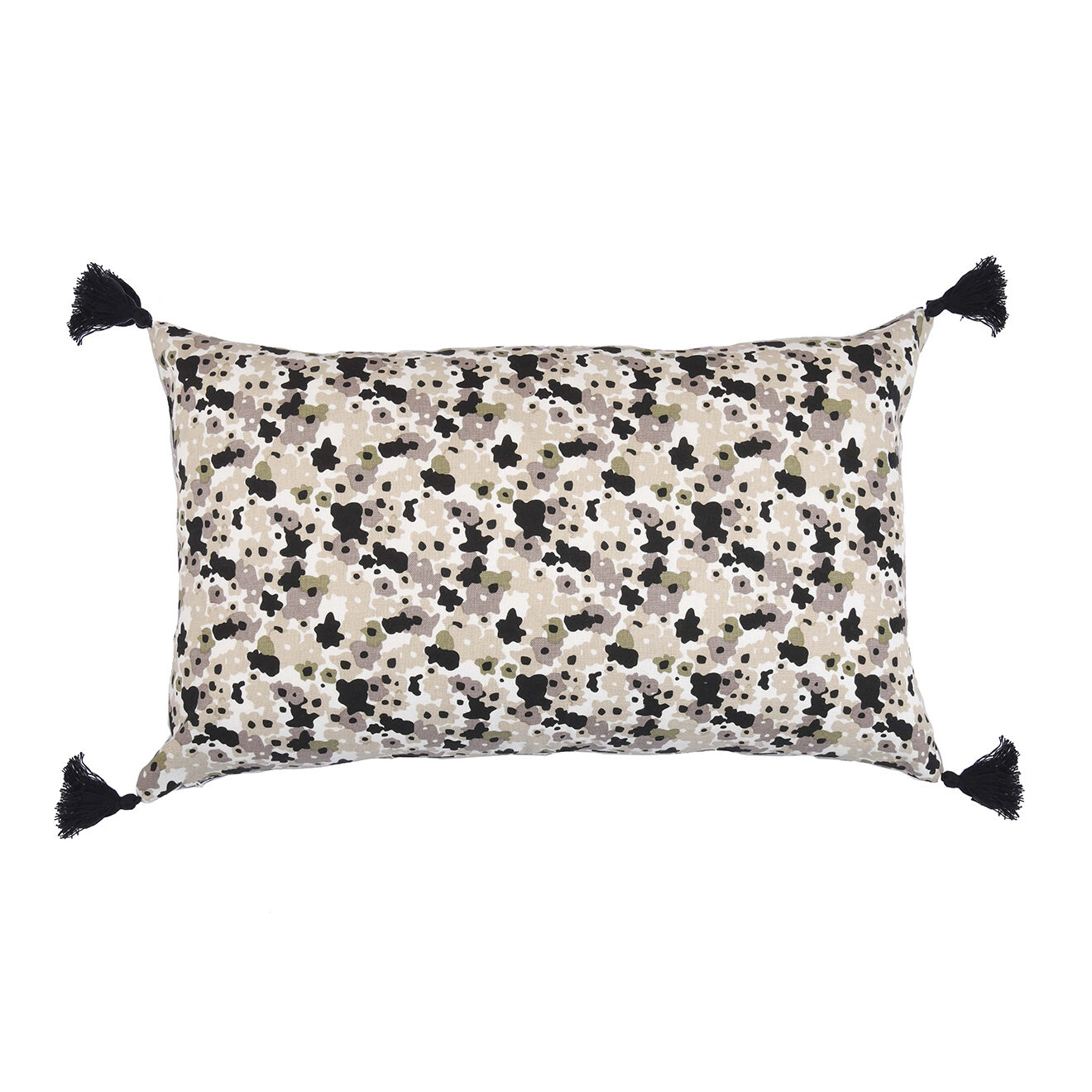 Febronie Housse de coussin Liberty noir/blanc/noir - 50x30 cm