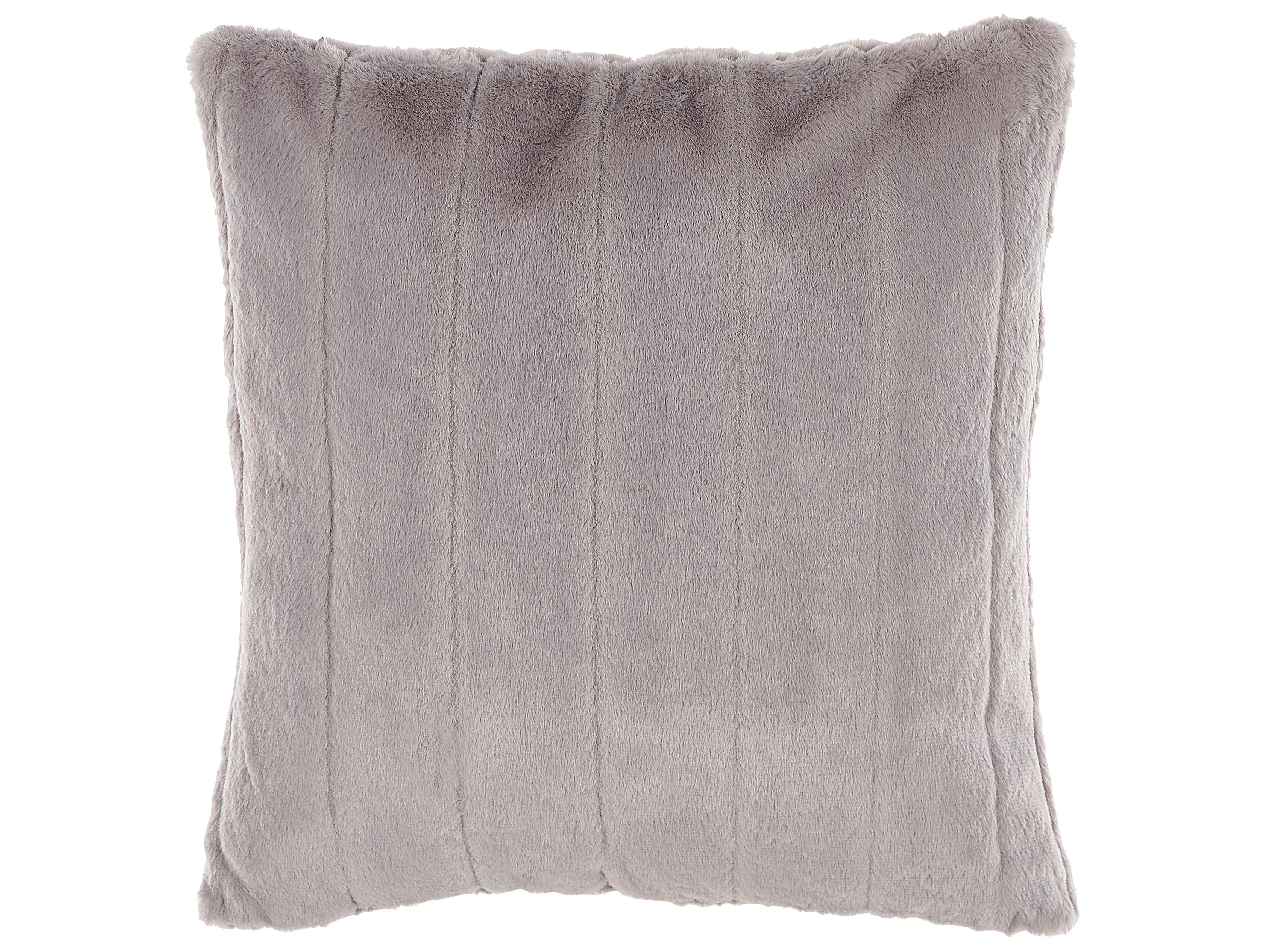 Set van 2 sierkussens PUMILA Nepbont 45 x 45 cm Lichtgrijs gestreept