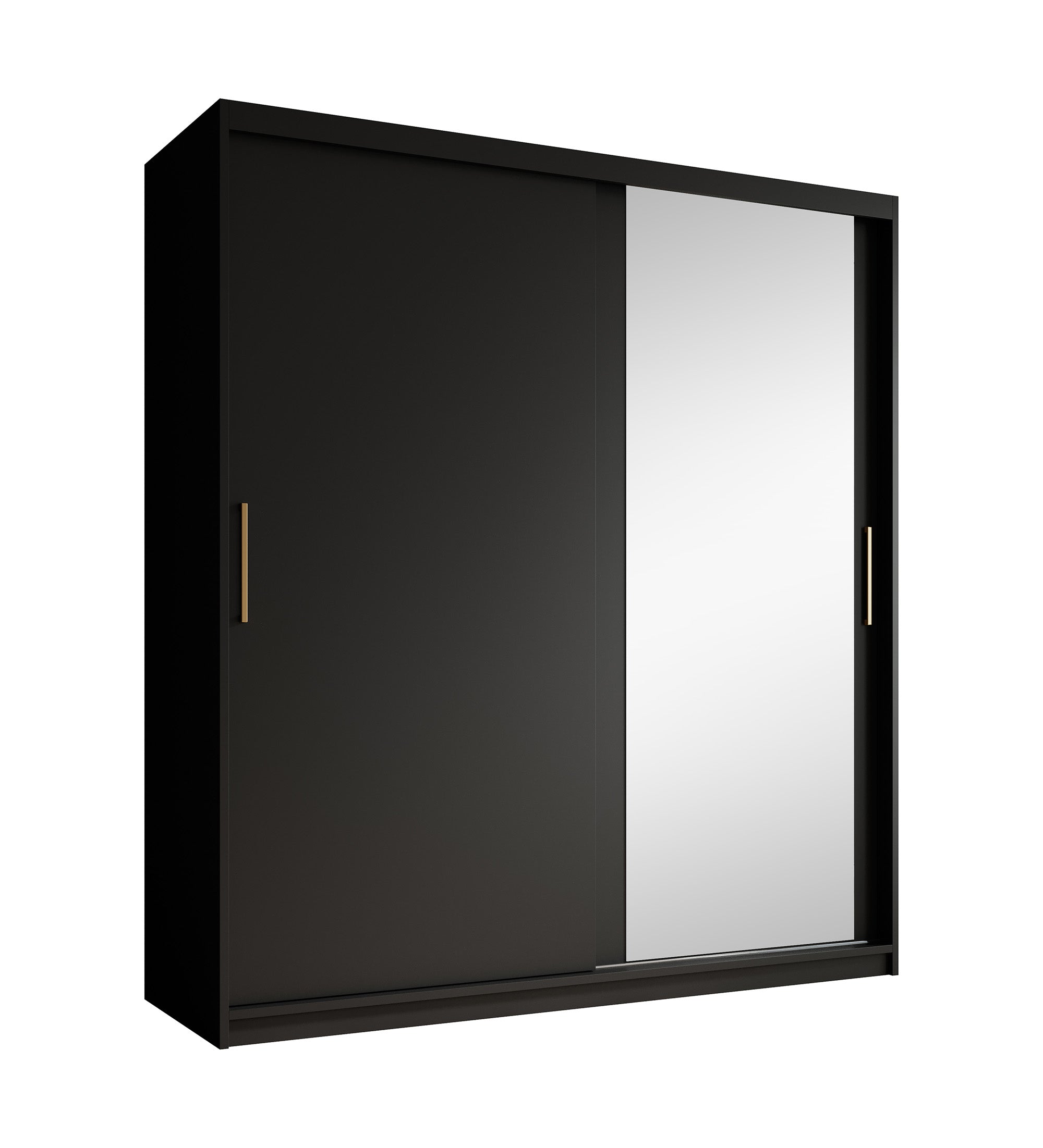 Mandalin - Kledingkast met spiegel - Zwart - 180x62x200 cm