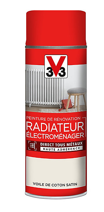 Peinture de rénovation aérosol radiateur électroménager V33 voile de coton satin 400ml