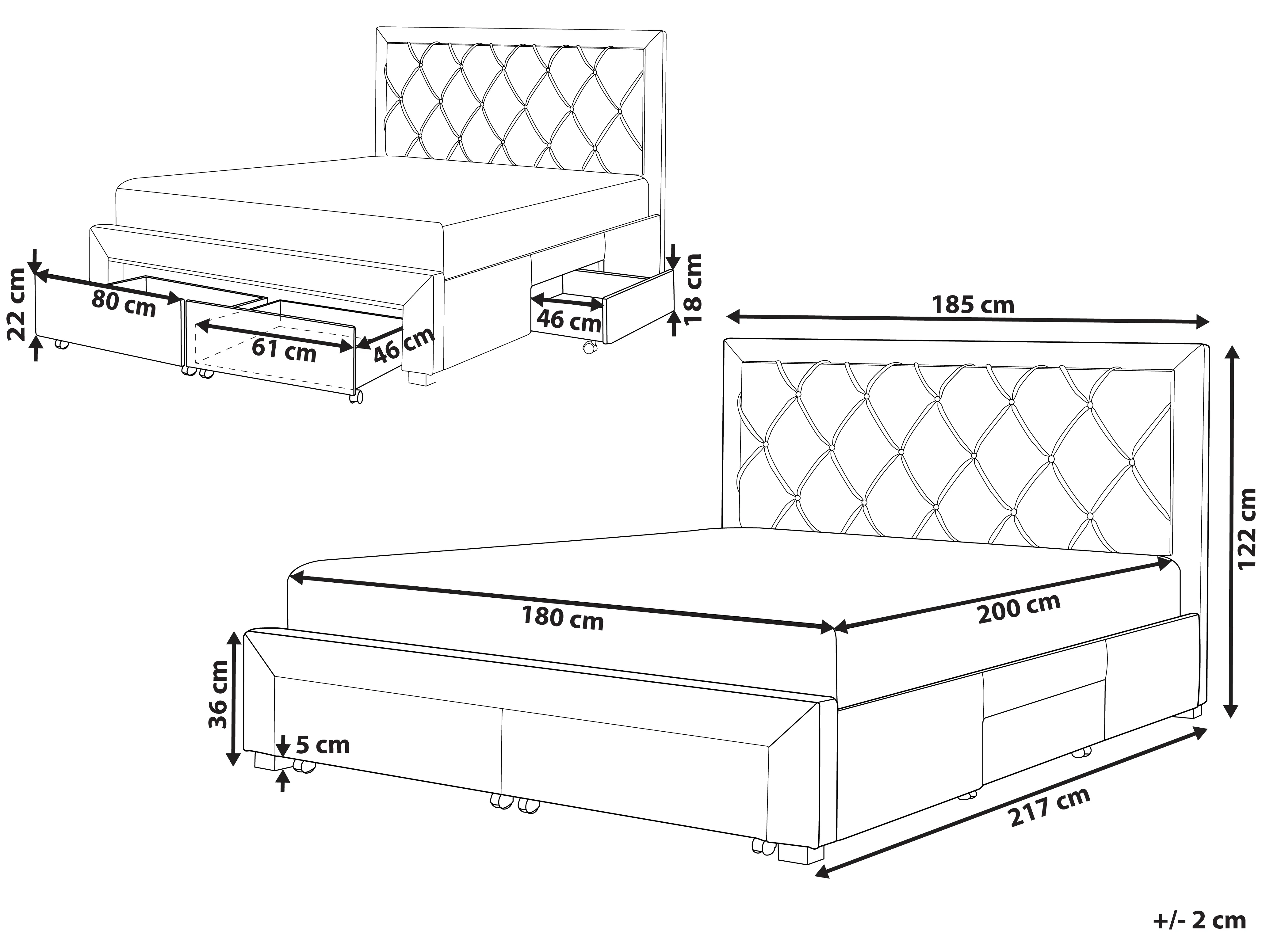 Bed met opbergladen Fluweel LIEVIN 180 x 200 cm Beige