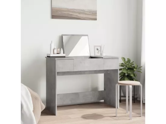 Coiffeuse avec miroir gris béton 100x45x76 cm