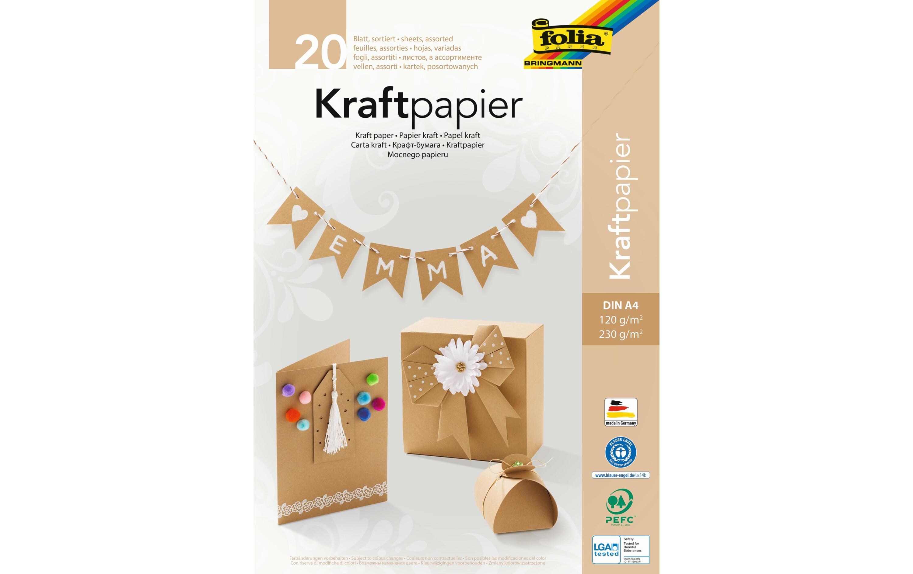 Kraftkarton Kraftpapier A4 Uni 120/230 g/m², sortiertKraftpapier A4