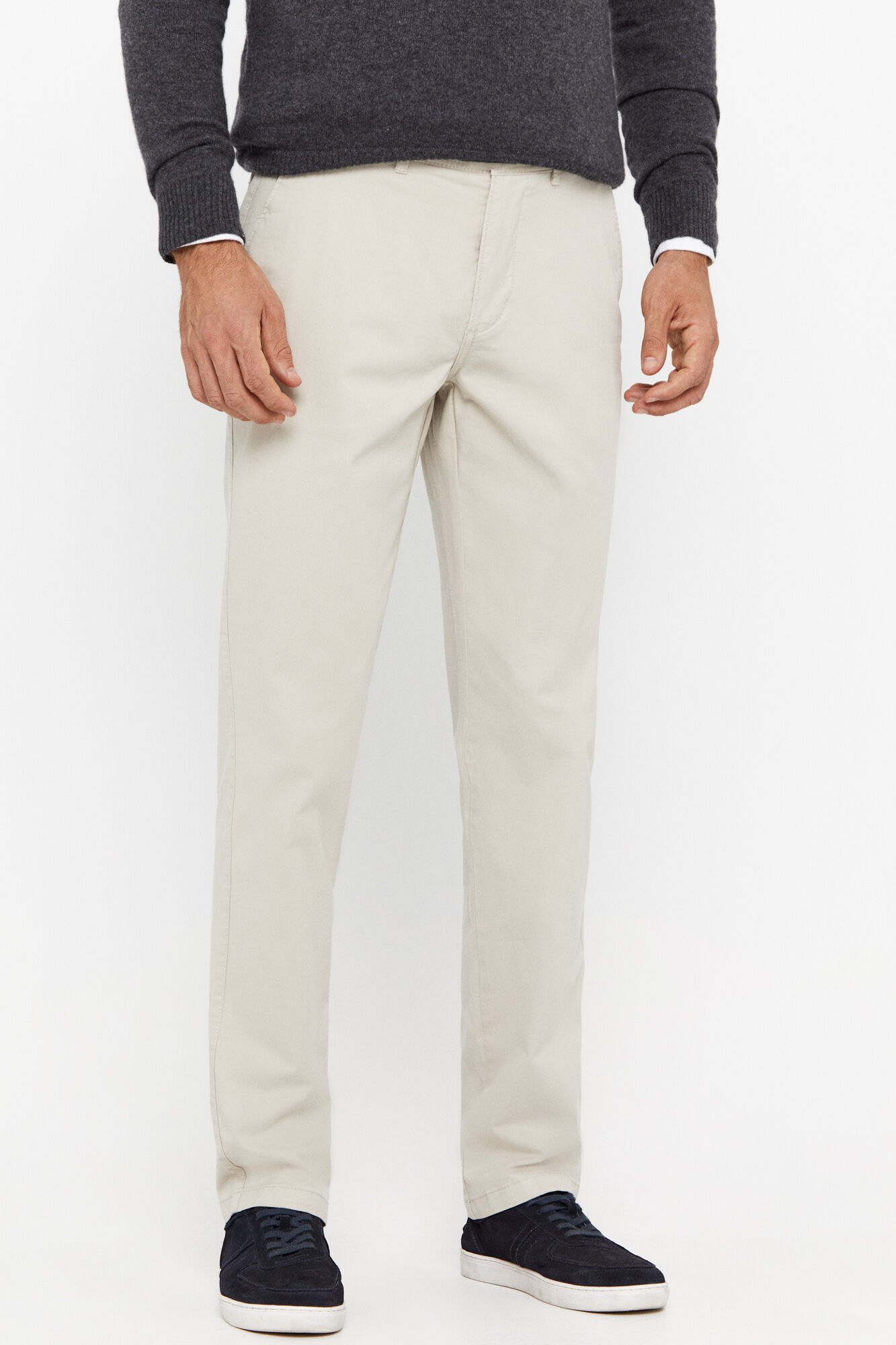 Calça chino de corte regular - Bege