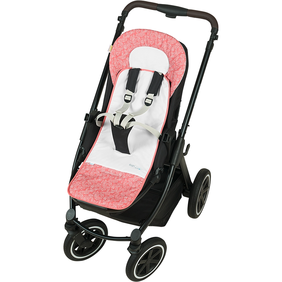 odenwälder Kinderwagen-Auflage Babycool white leaves cranberry