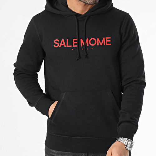 Sweat Capuche Renne Noir Rouge