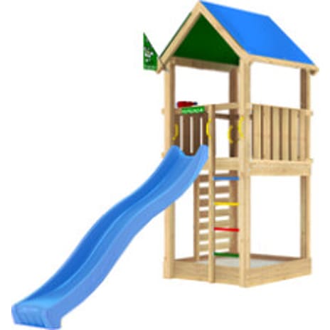 Jungle Gym Lodge 2.1 legetårn inkl. blå rutsjebane