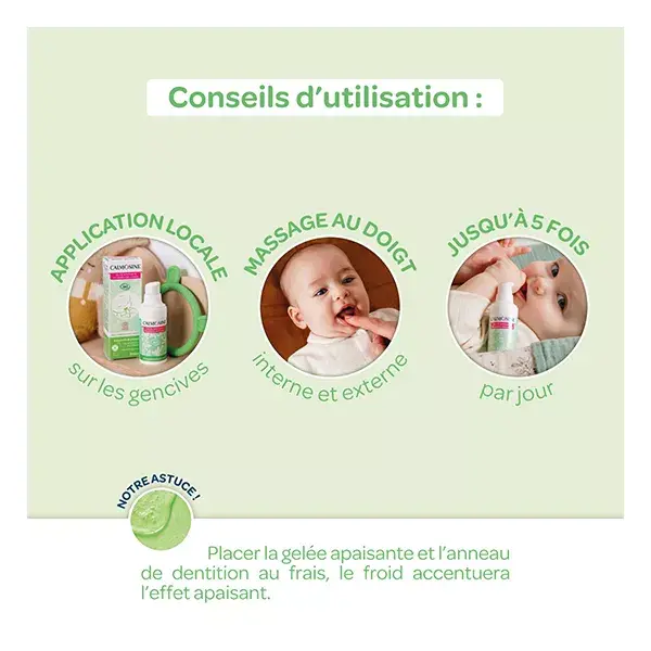 Kit Calmosine para dentição: gel calmante e anel de dentição