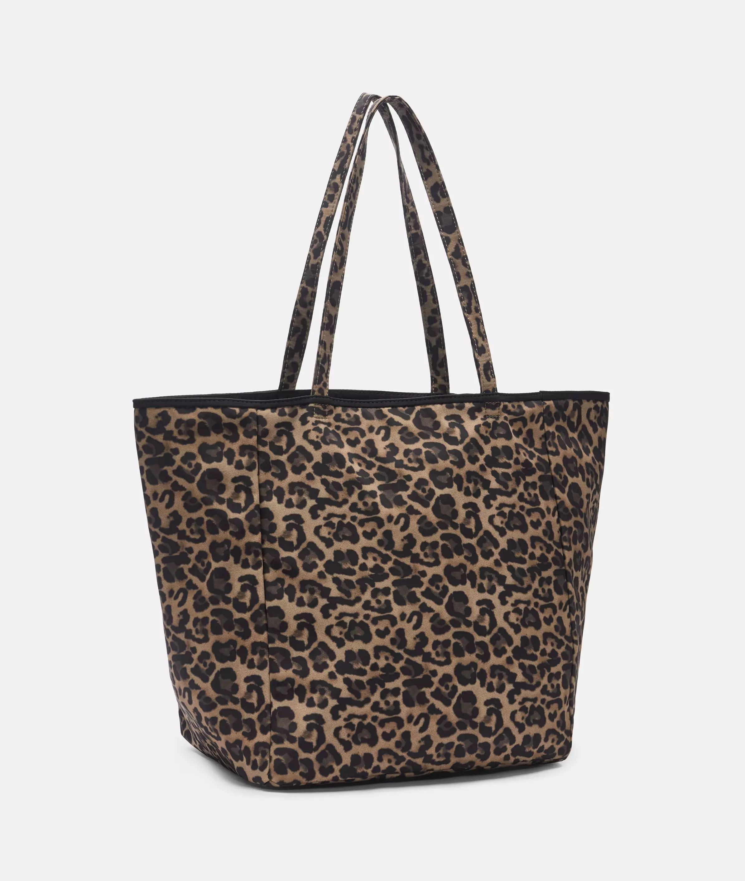 Nylon Suri Shopper L Large nylon shopper with leopard print