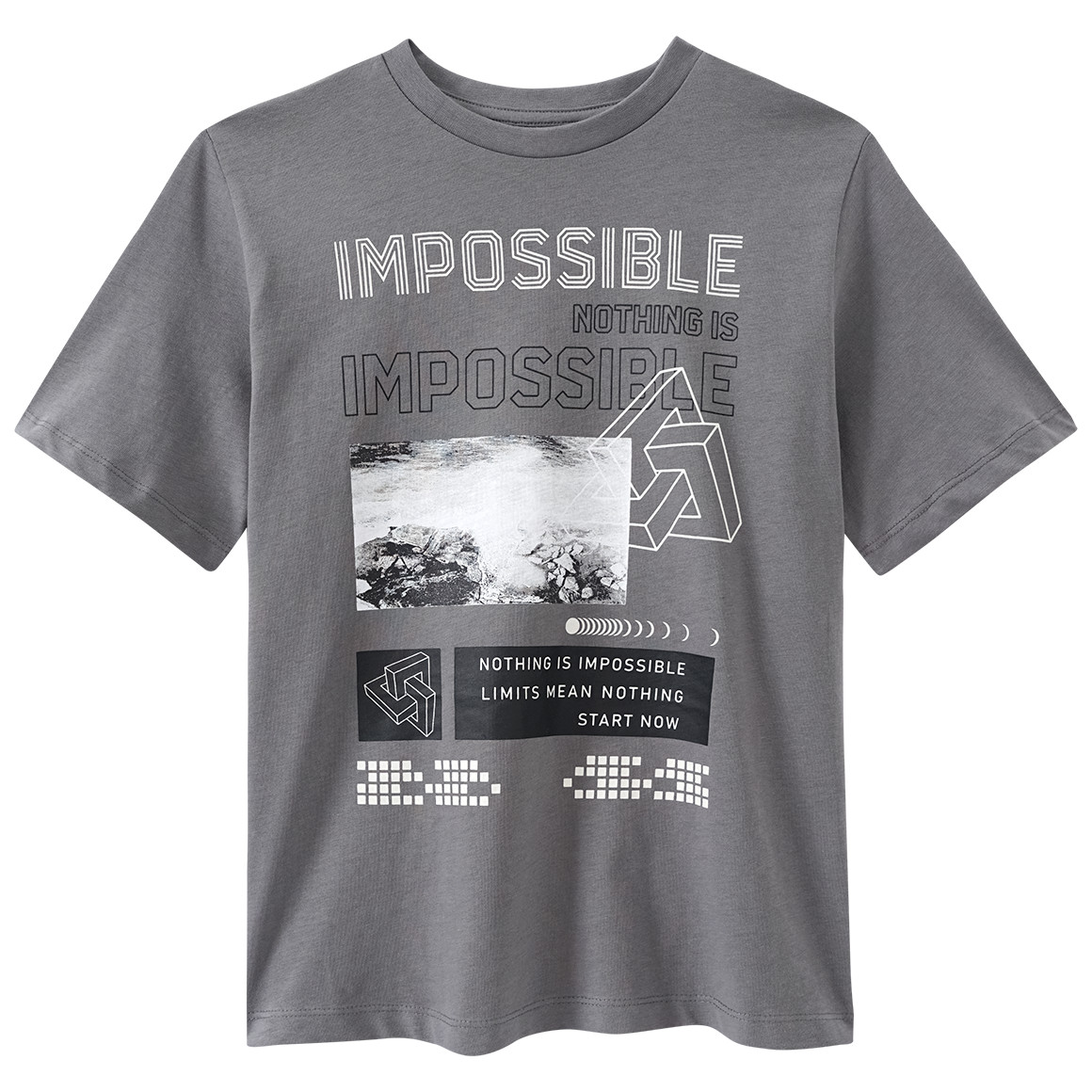Yigga Jungen T-Shirt mit Brust-Print grau
