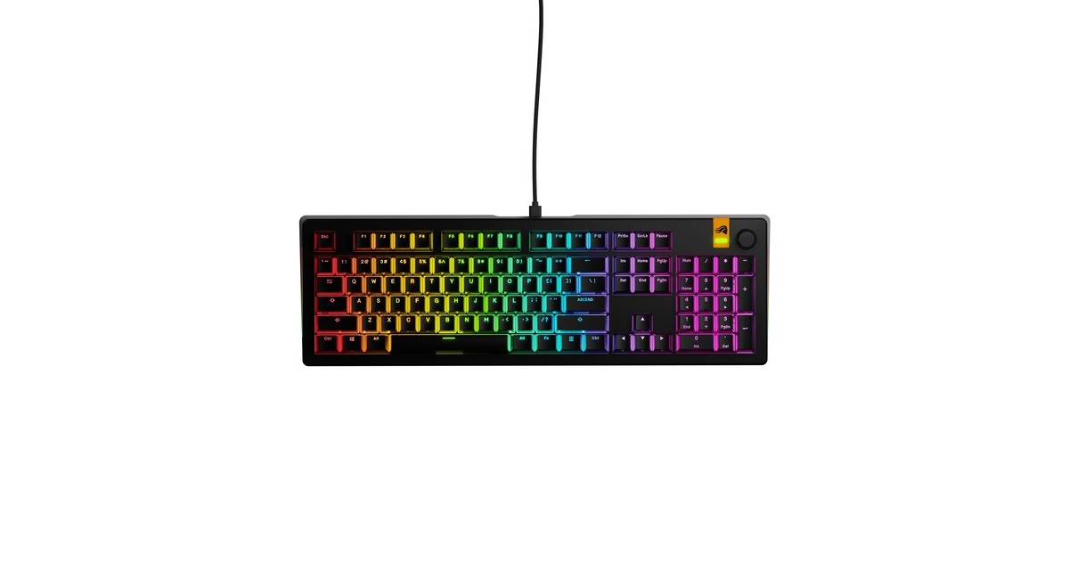 GloriousGMMK 3 HE 100% Prebuilt Wired Black, gaming toetsenbord  (Zwart, US lay-out, Glorious Fox, 100%, RGB, GPBT-doubleshot keycaps, Knob)