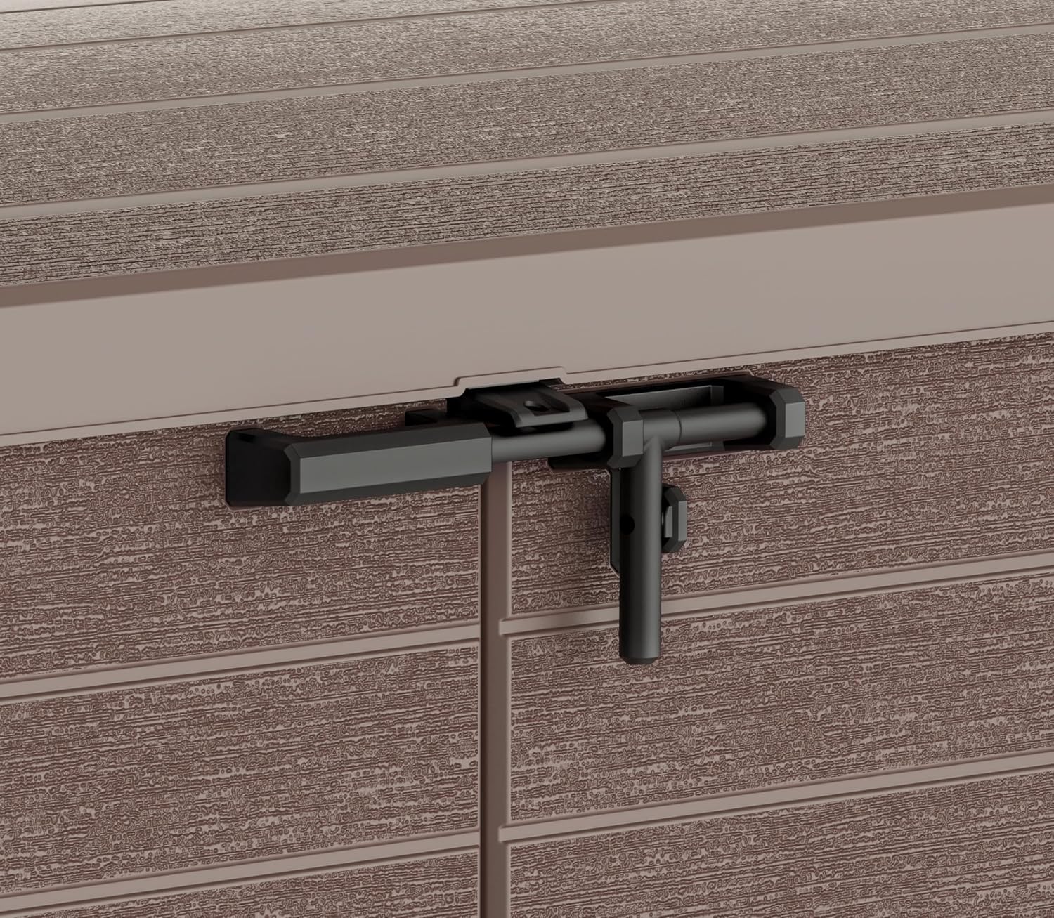 Duramax Cedargrain StoreAway 1200L Gartenhaus aus Kunststoff / flacher Deckel, Mülltonnenbox, Gartenhaus, solide Konstruktion, ideal für Werkzeuge, BBQs und 2x 240L Mülltonnen, 145x85x125 cm, Braun