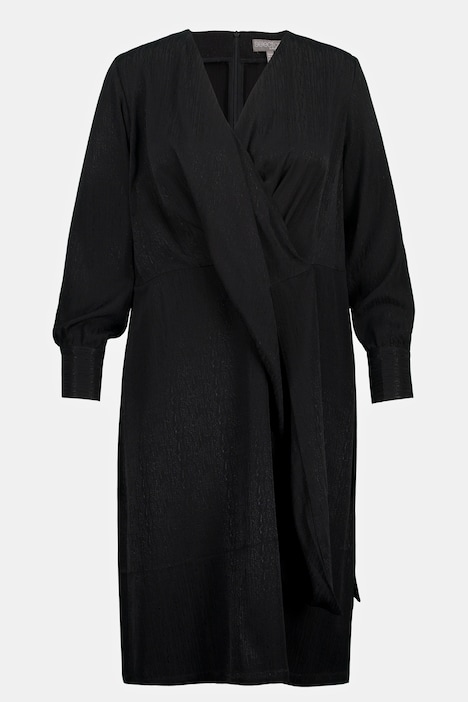 Kleid, Wickeloptik, A-Linie, V-Ausschnitt, Langarm