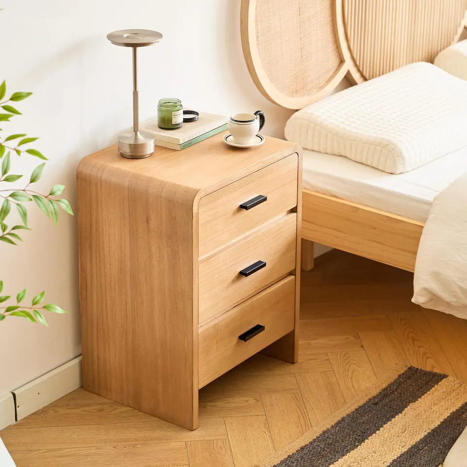 Nachtkastje Ladenkast 3 Laden Natuurlijk Hout