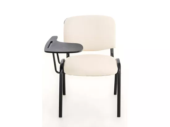 Chaise de conférence - Similicuir & Métal noir mat - Crème - Ken mit Klapptisch