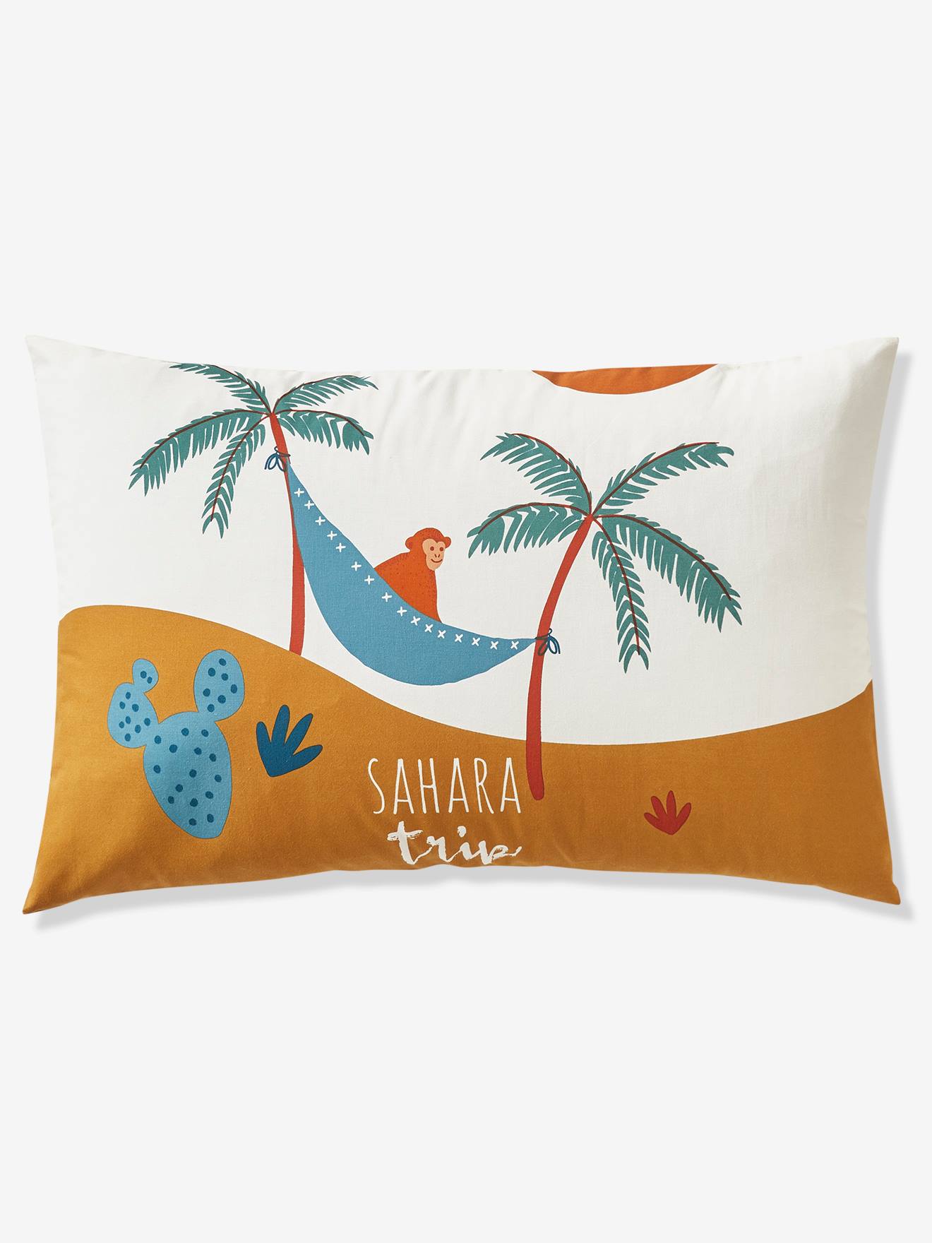 Conjunto infantil Wild Sahara com capa de edredom e fronha, marrom médio, liso com estampas.