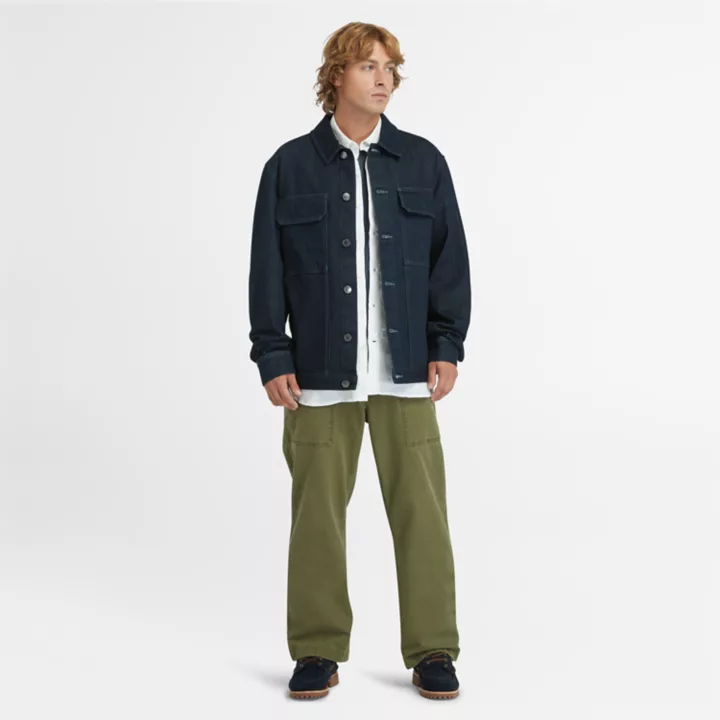 Veste camionneur en jean avec technologie Refibra pour homme en bleu foncé