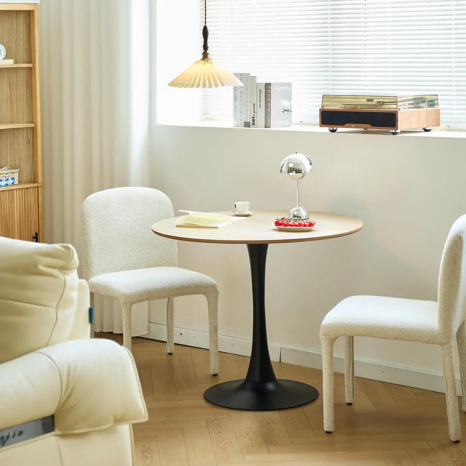 Eettafel 4 Personen Ronde Houten Basis Metaal