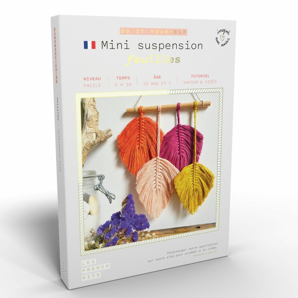 Déco macramé - suspension 4 plumes colorées