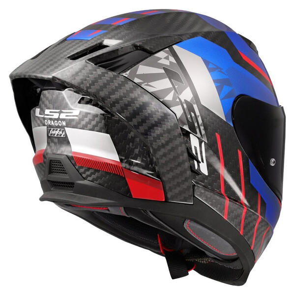 LS2 - Casque FF807 Dragon Trax Carbone / Bleu / Rouge / Brillant
