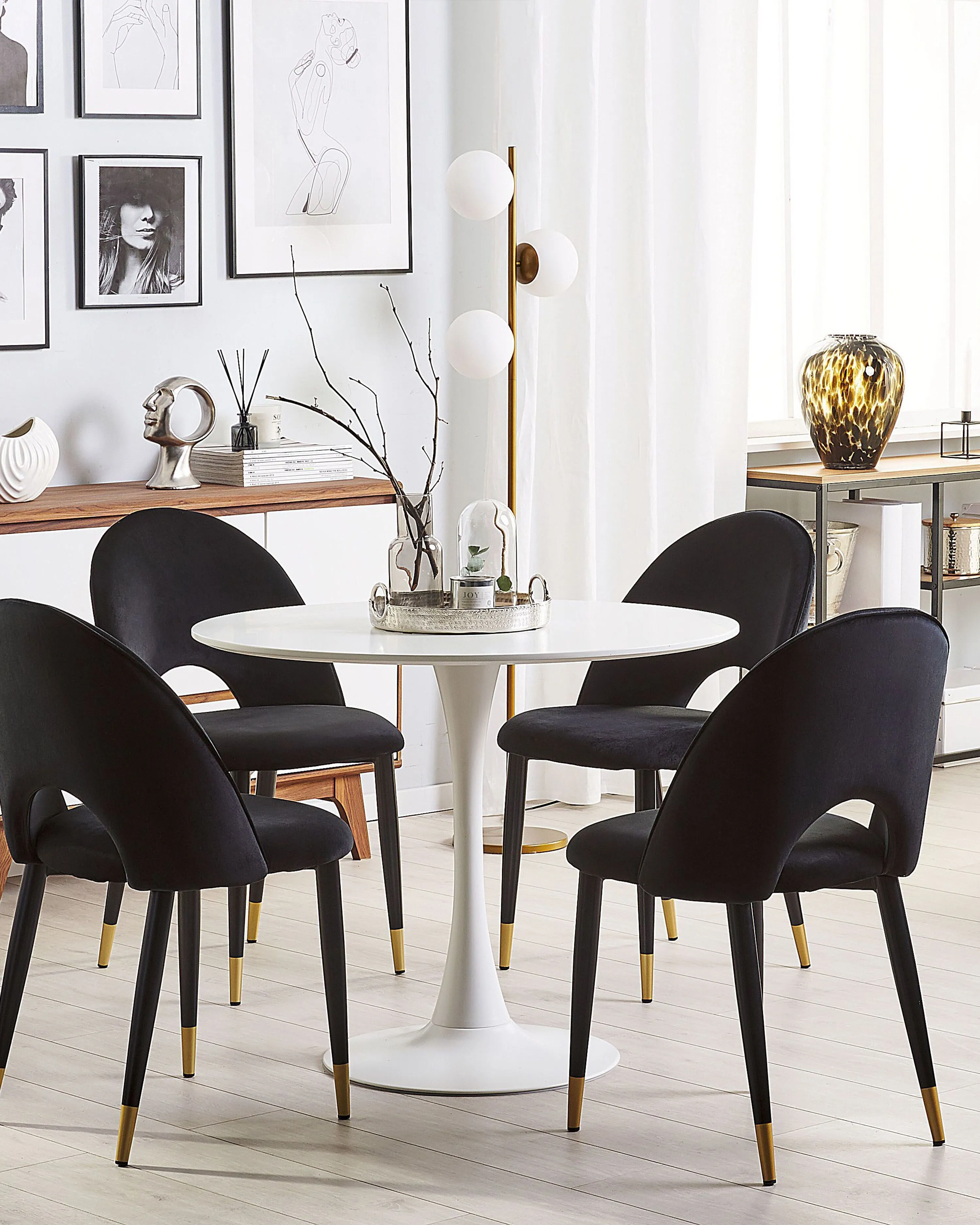 Set van 2 eetkamerstoelen MAGALIA Fluweel Zwart
