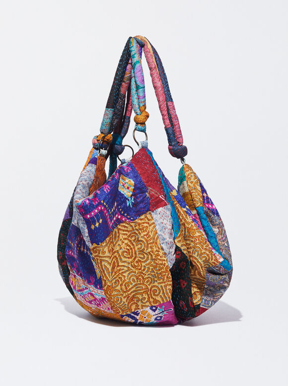Bolsa de ombro de seda - Multicolorida