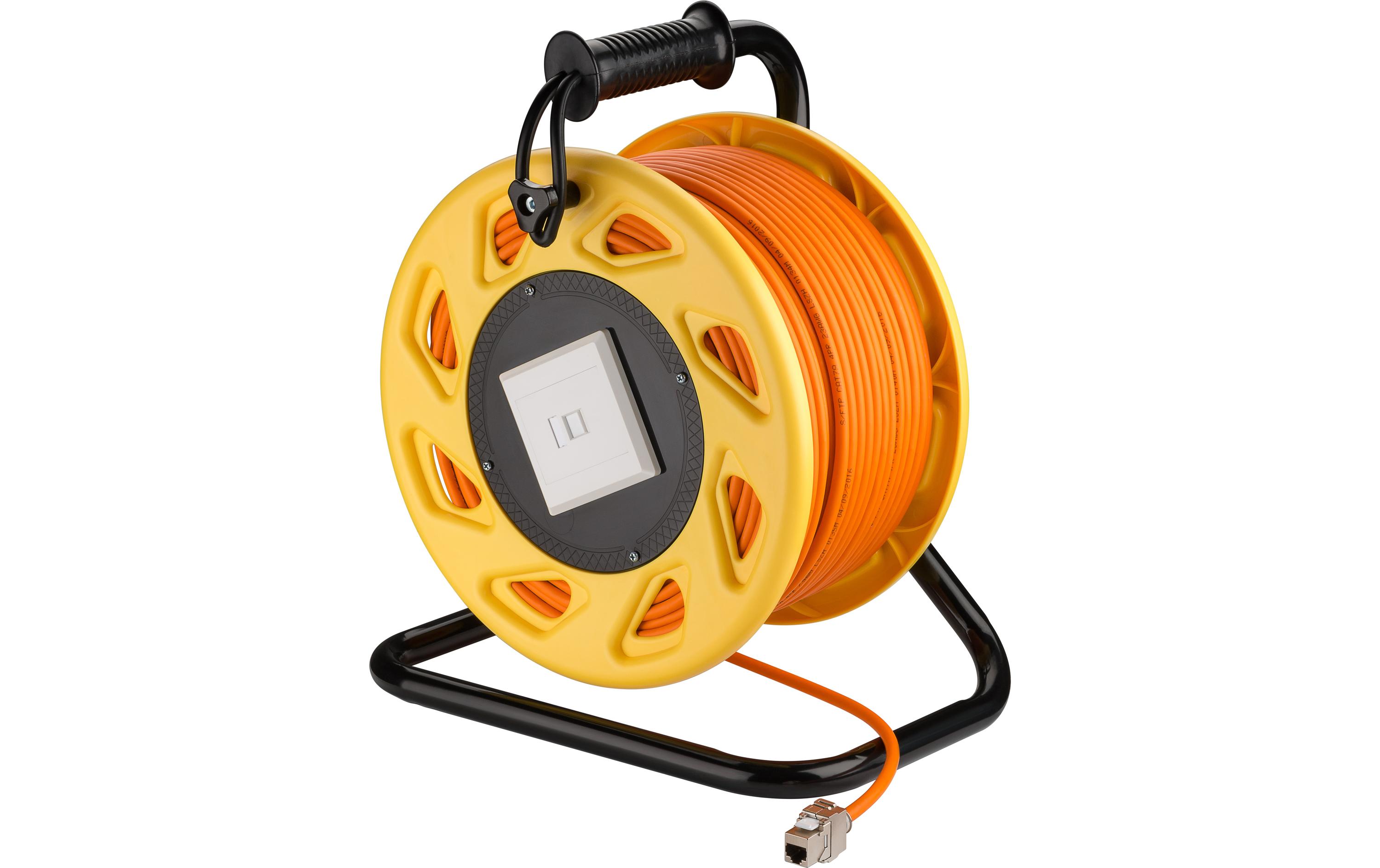 Patchkabel 58938 Cat 7A, S/FTP, 90 m, Orange<br>Mobile RJ45 Netzwerk Kabeltrommel