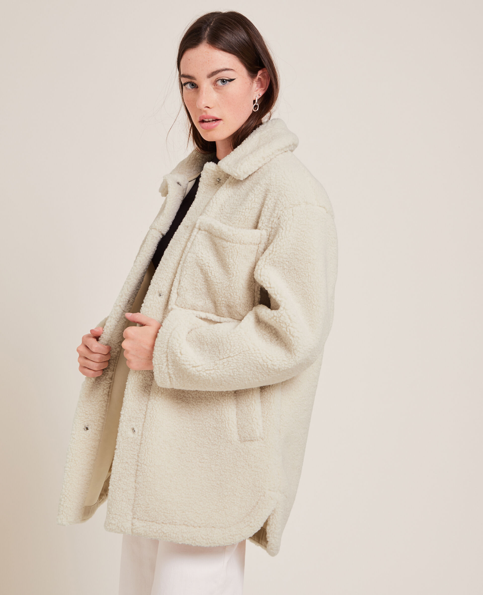 Veste droite en sherpa - Blanc