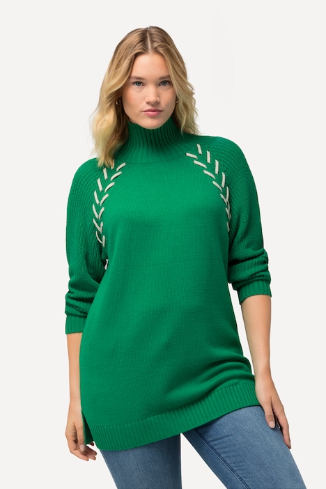 Pullover, Schmuckbänder, Stehkragen, Langarm