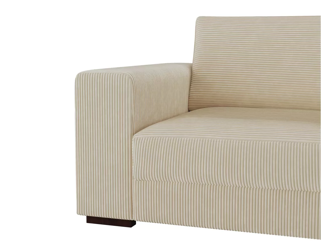 Canapé d'angle gauche en velours côtelé beige MESETA