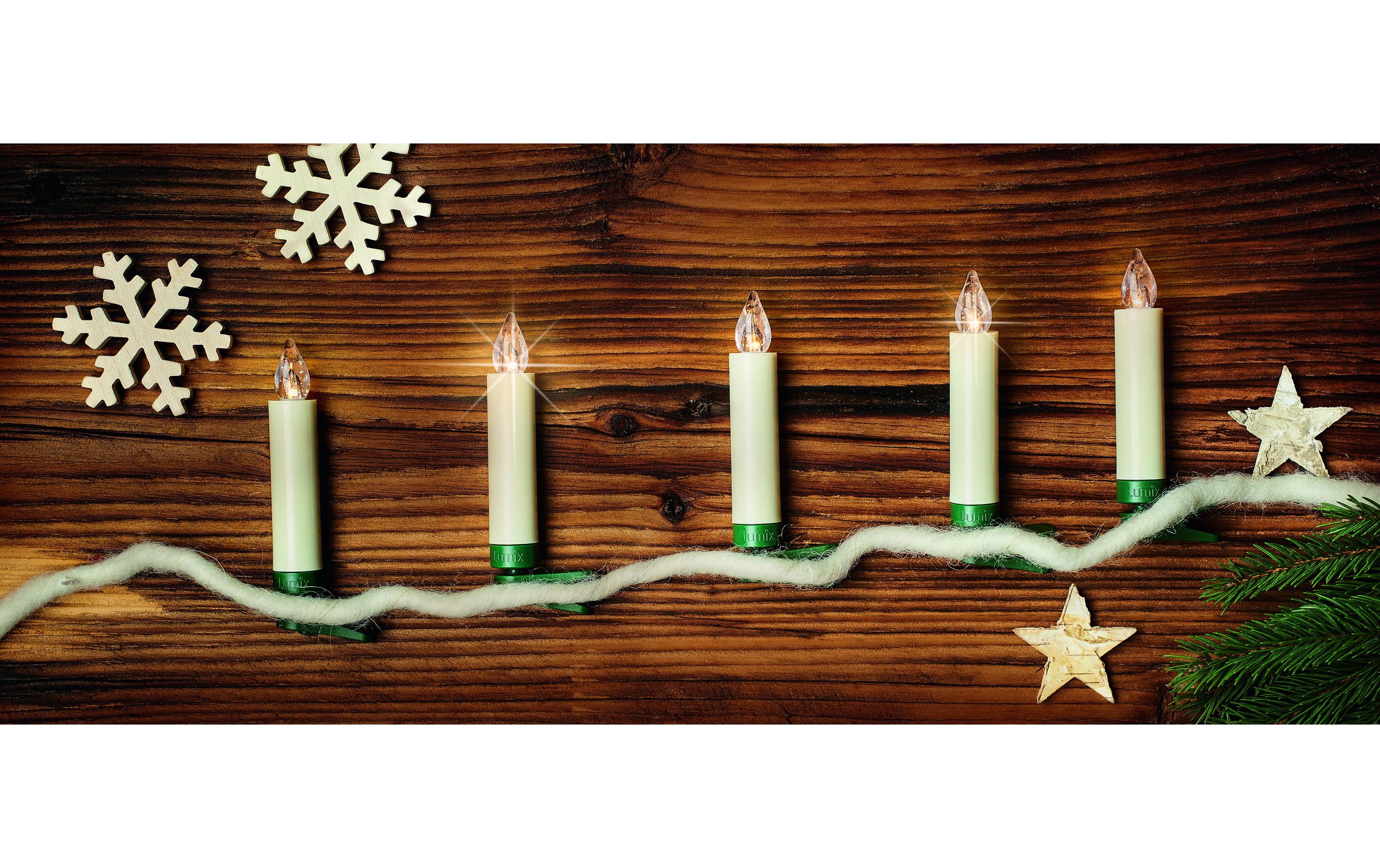LED Baumkerze SuperLight Mini, Elfenbein, 12er-Starter SetLED Christbaumkerze mit Fernbedienung