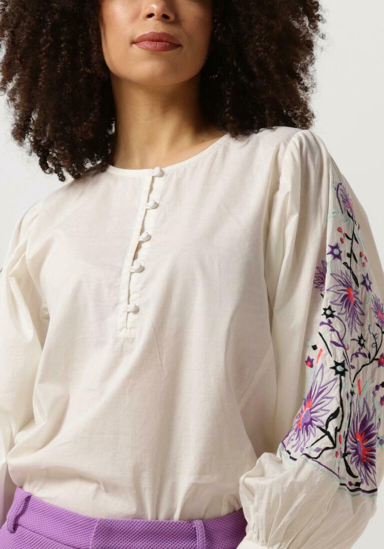 POM AMSTERDAM zand pom amsterdam blouse embroidery purple blouse