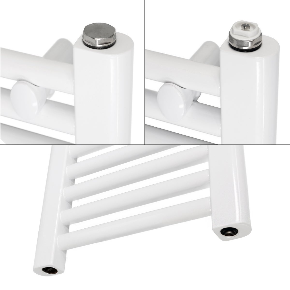 ECD Duitsland Elektrische badkamerradiator met verwarmingselement 1200W hoog vermogen - 500 x 1200 mm - Wit - Gebogen met zijaansluiting - Radiator, handdoekwarmer, handdoekdroger