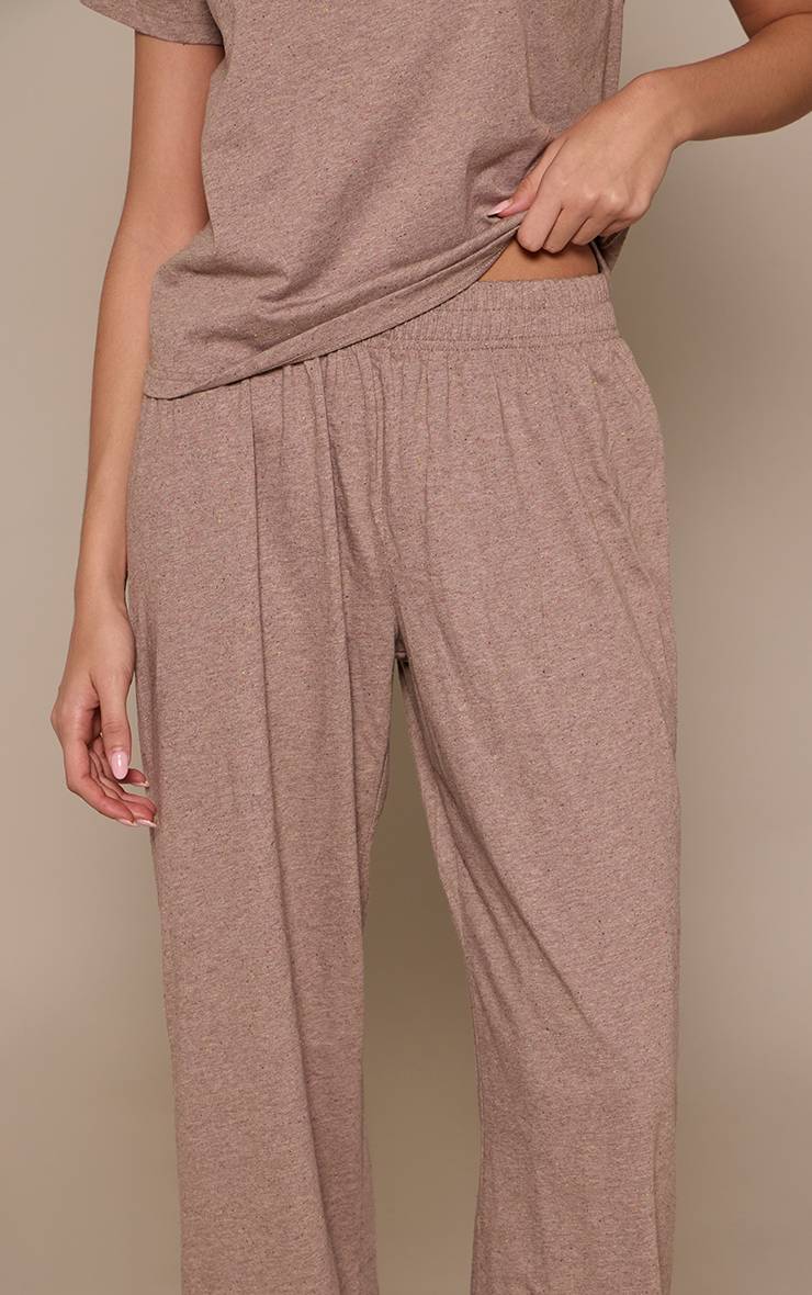 Taupe Ensemble Coordonné Pantalon Élastiqué Moucheté